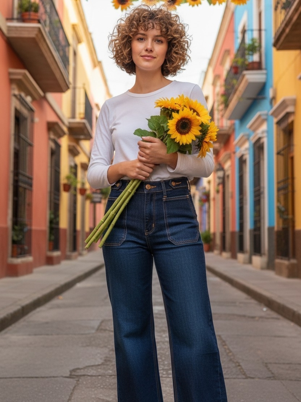 LOFT Dark Blue High-Rise Wide Leg Jeans